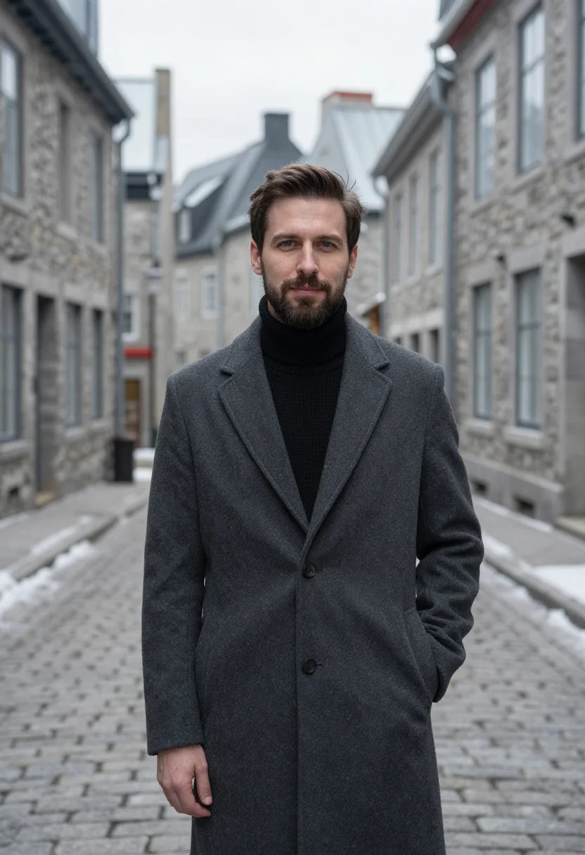 AI goblin quebec red door petit champlain sample — portrait of a man, a French-Canadian man in his late thirtie