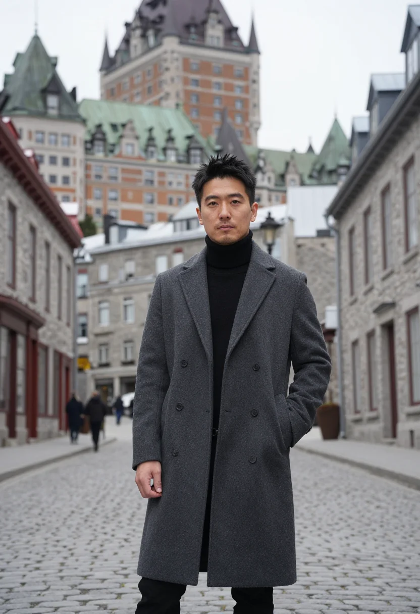 AI goblin quebec red door petit champlain sample — portrait of a man, a Japanese man in his late thirties with