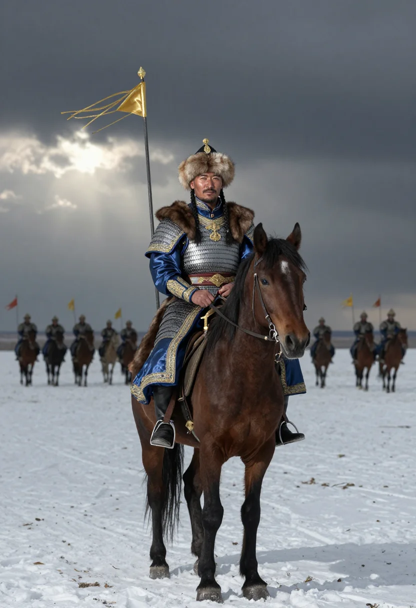 AI golden horde sample — portrait of a man, full-length portrait of a Central-Asian m