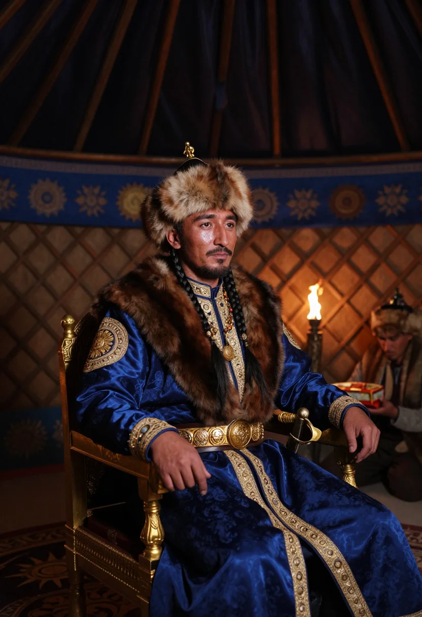 AI golden horde sample — portrait of a man, half-length portrait of a Central-Asian m