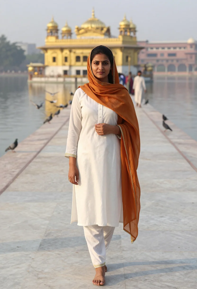 AI golden temple sample — portrait of a woman, full-length three-quarter portrait of a
