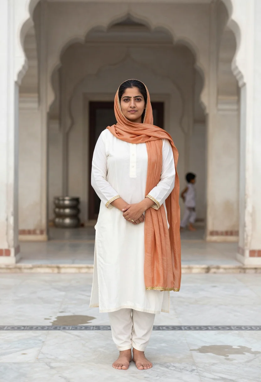 AI golden temple sample — portrait of a woman, full-length three-quarter portrait of a