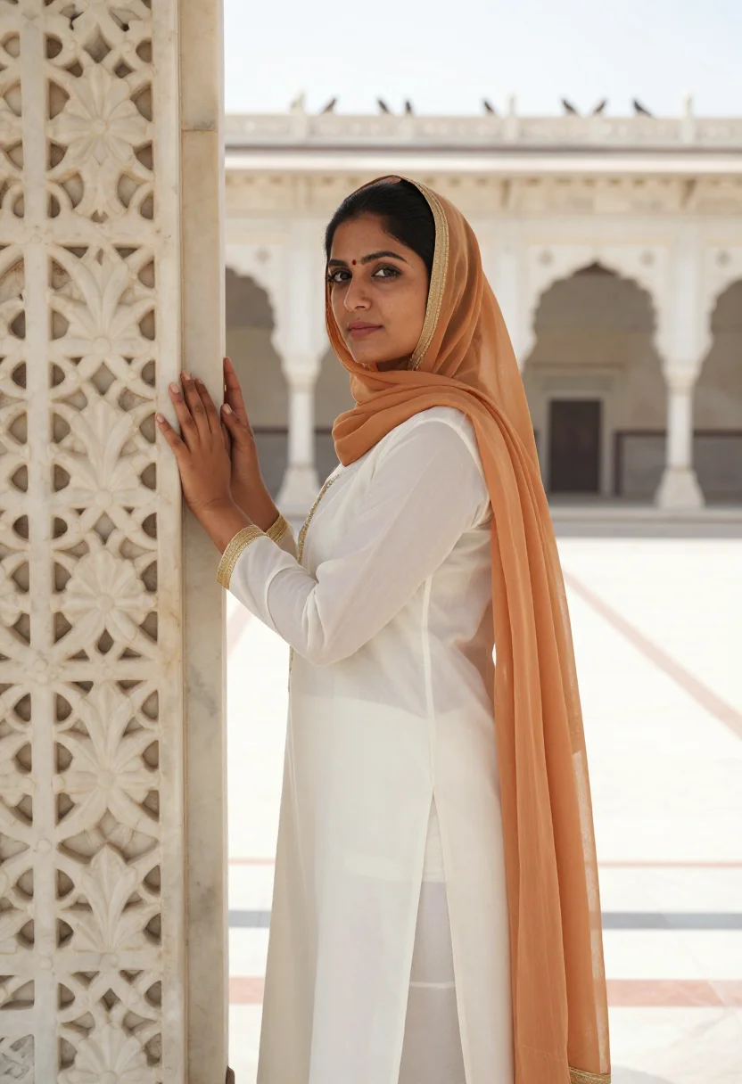 AI golden temple sample — portrait of a woman, head-and-shoulders portrait of a Punjab