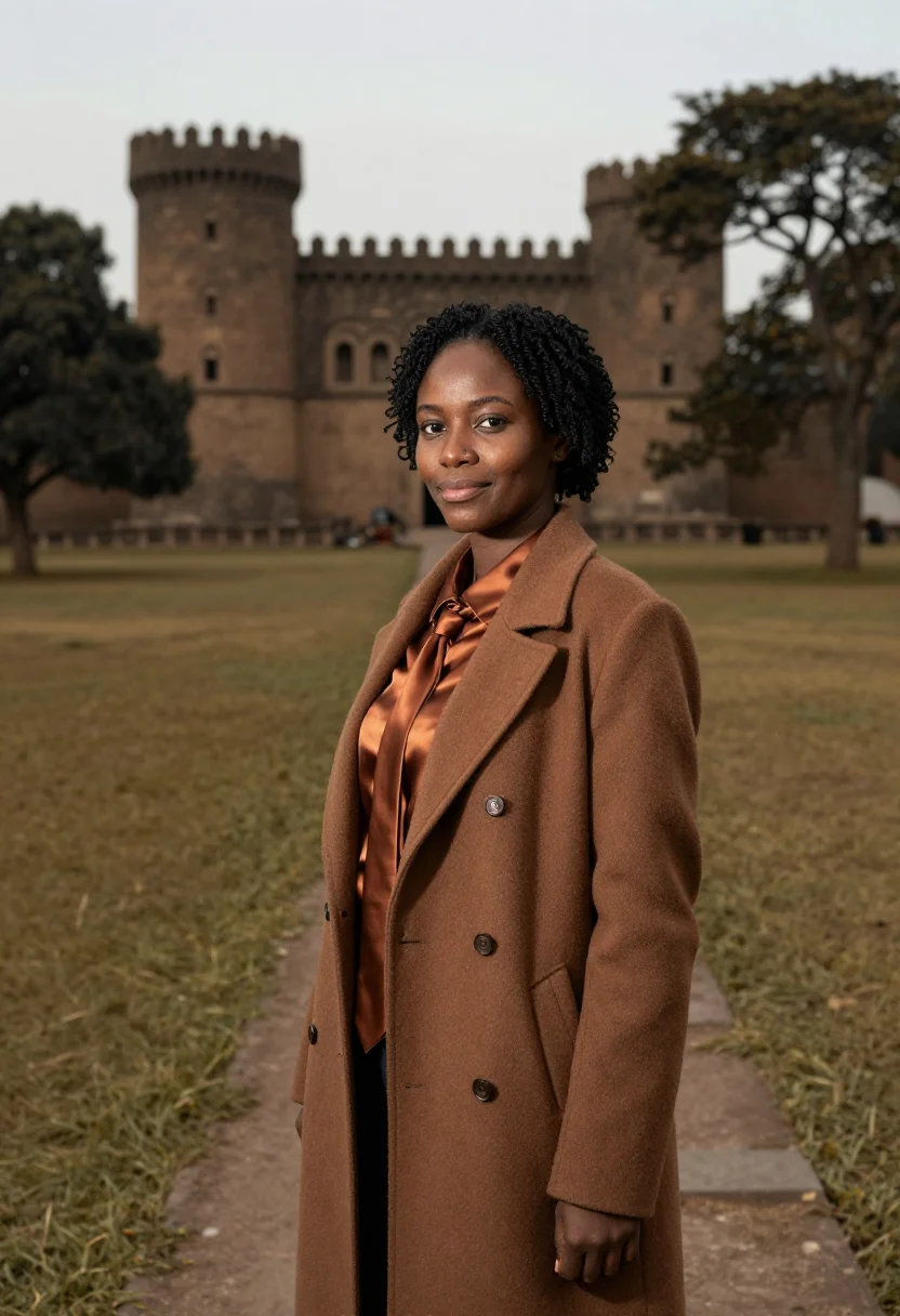 AI gondar conservator castle basalt brown sample — portrait of a woman, a Sudanese conservator in her early for