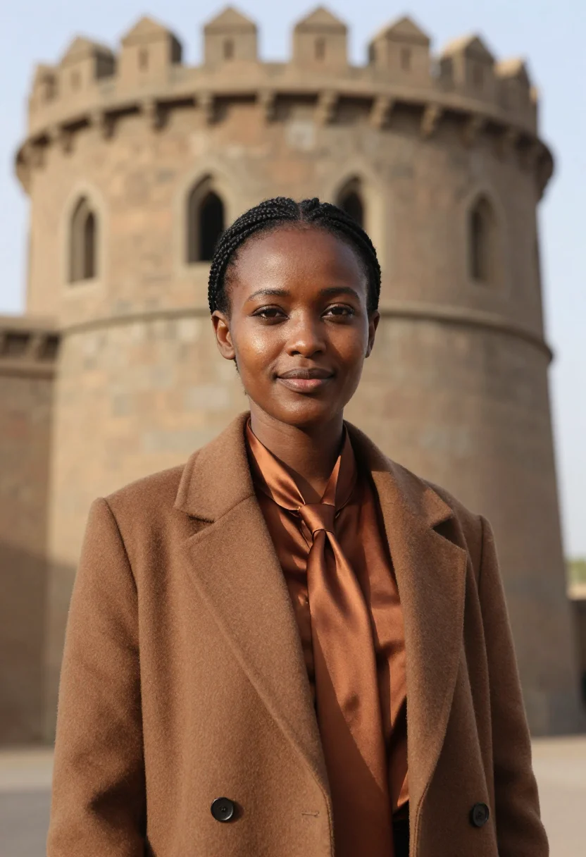 AI gondar conservator castle basalt brown sample — portrait of a woman, an Eritrean conservator in her early th