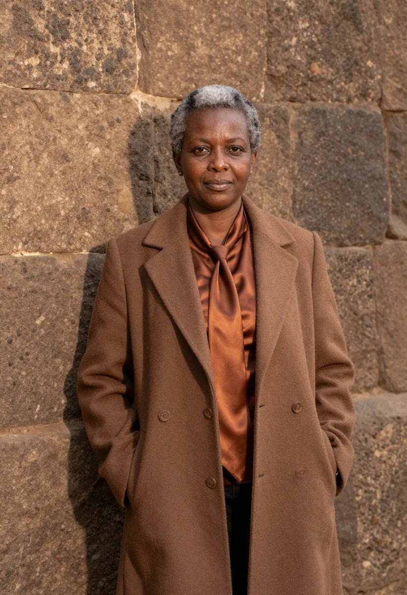 AI gondar conservator castle basalt brown sample — portrait of a woman, an Ethiopian conservator in her mid-fif