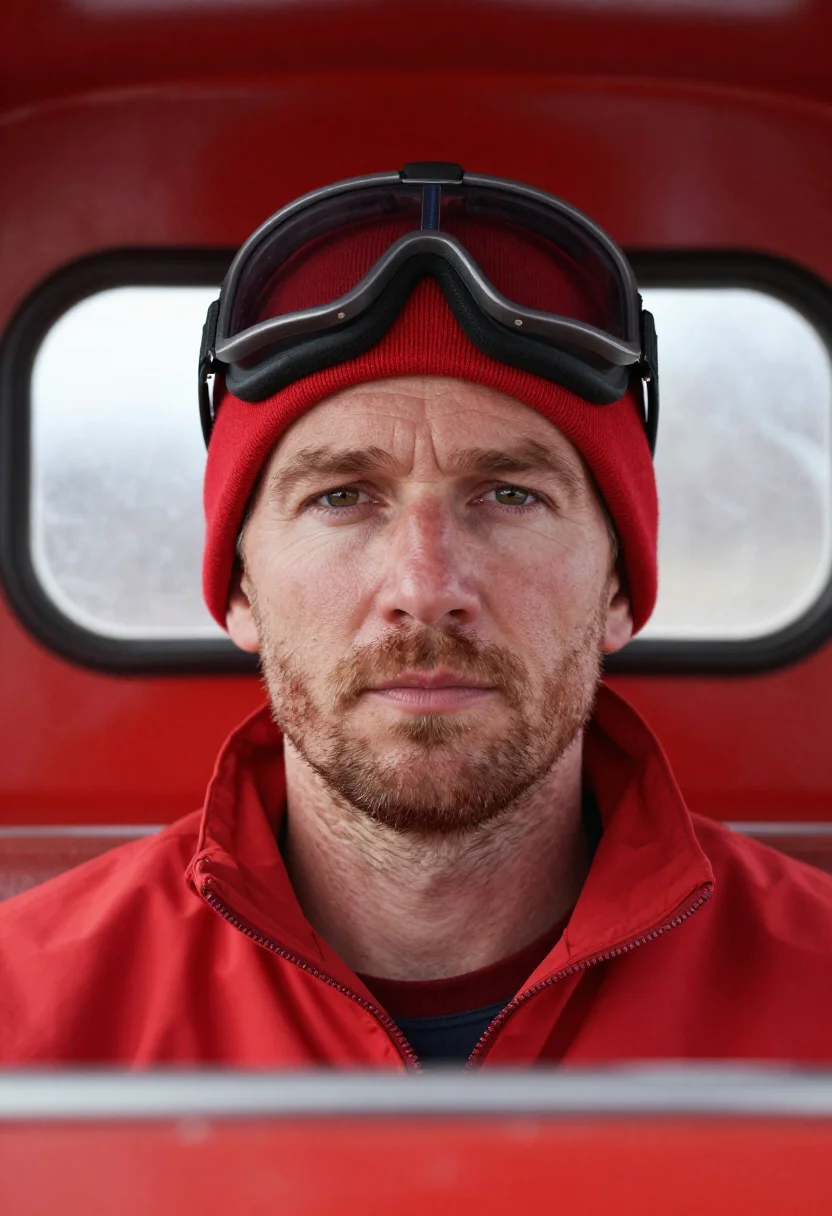 AI gondola red sample — portrait of a man, tight headshot of a Western-European man