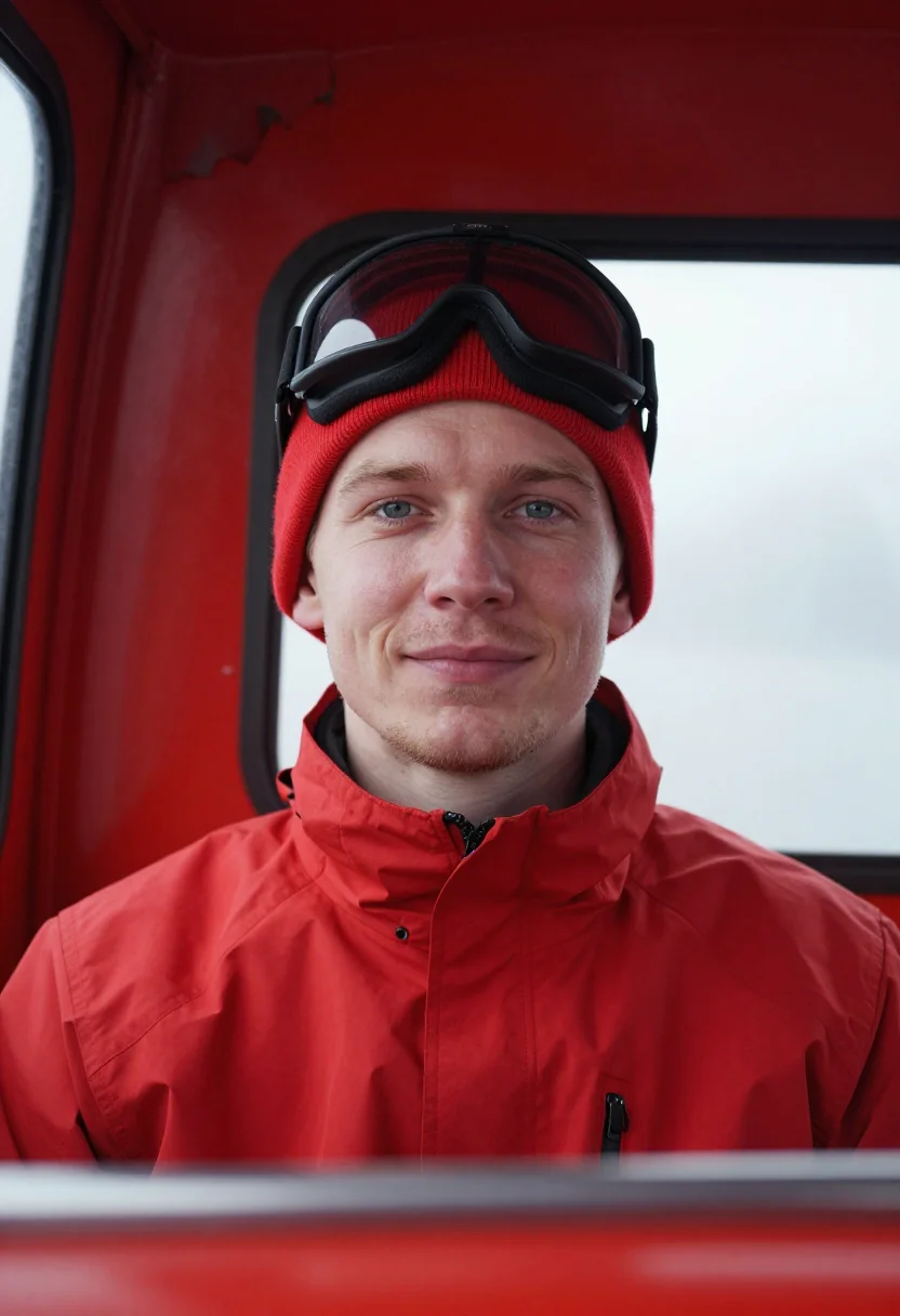 AI gondola red sample — portrait of a man, head-and-shoulders portrait of a Northern