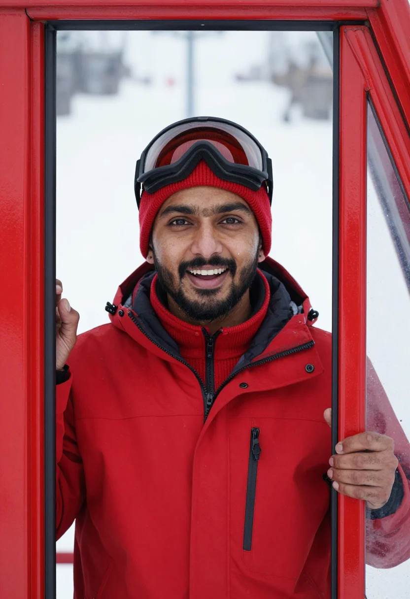 AI gondola red sample — portrait of a man, tight head-and-shoulders portrait of a So