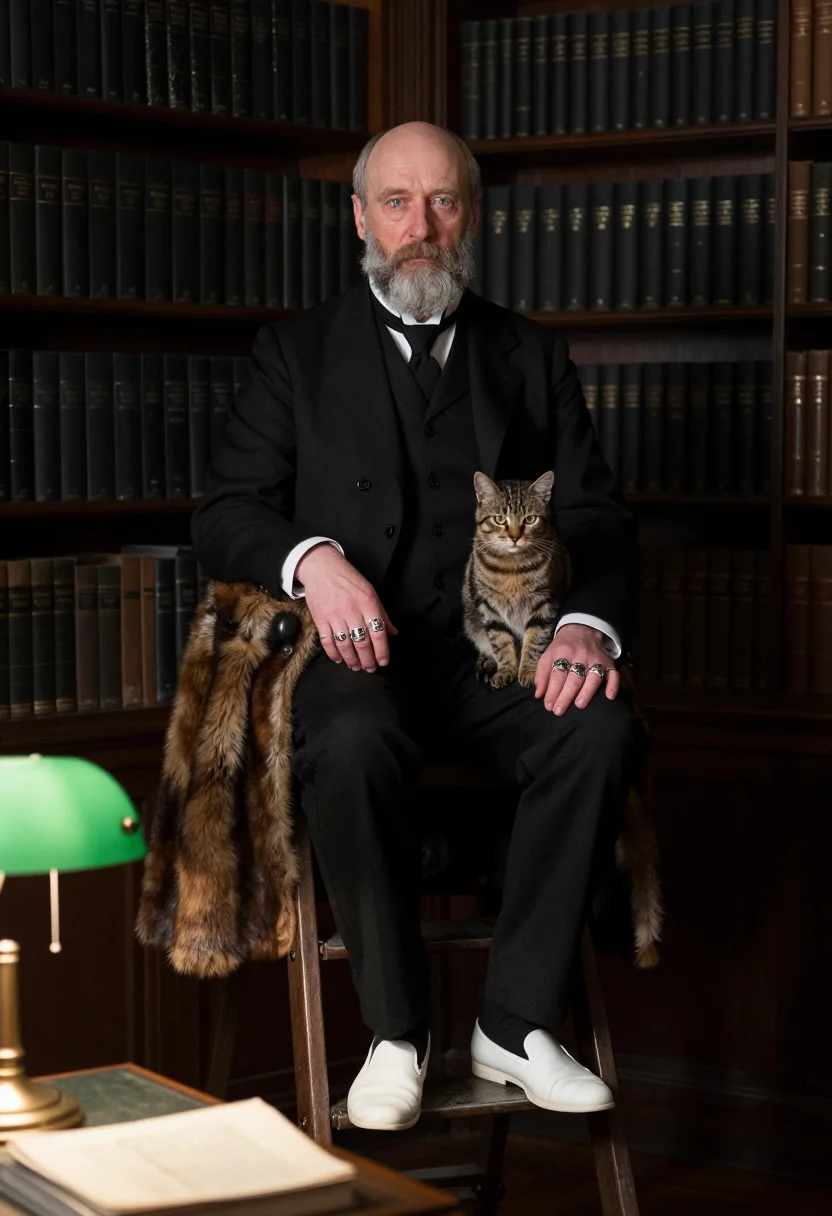 AI gorey drawing room sample — portrait of a man, half-length portrait of a tall Western-Eu