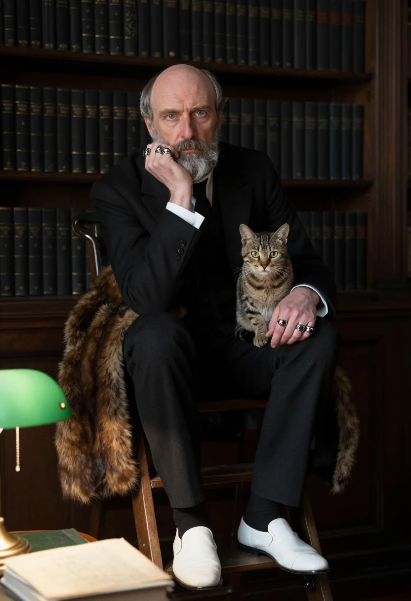 AI gorey drawing room sample — portrait of a man, close half-length portrait of a tall West
