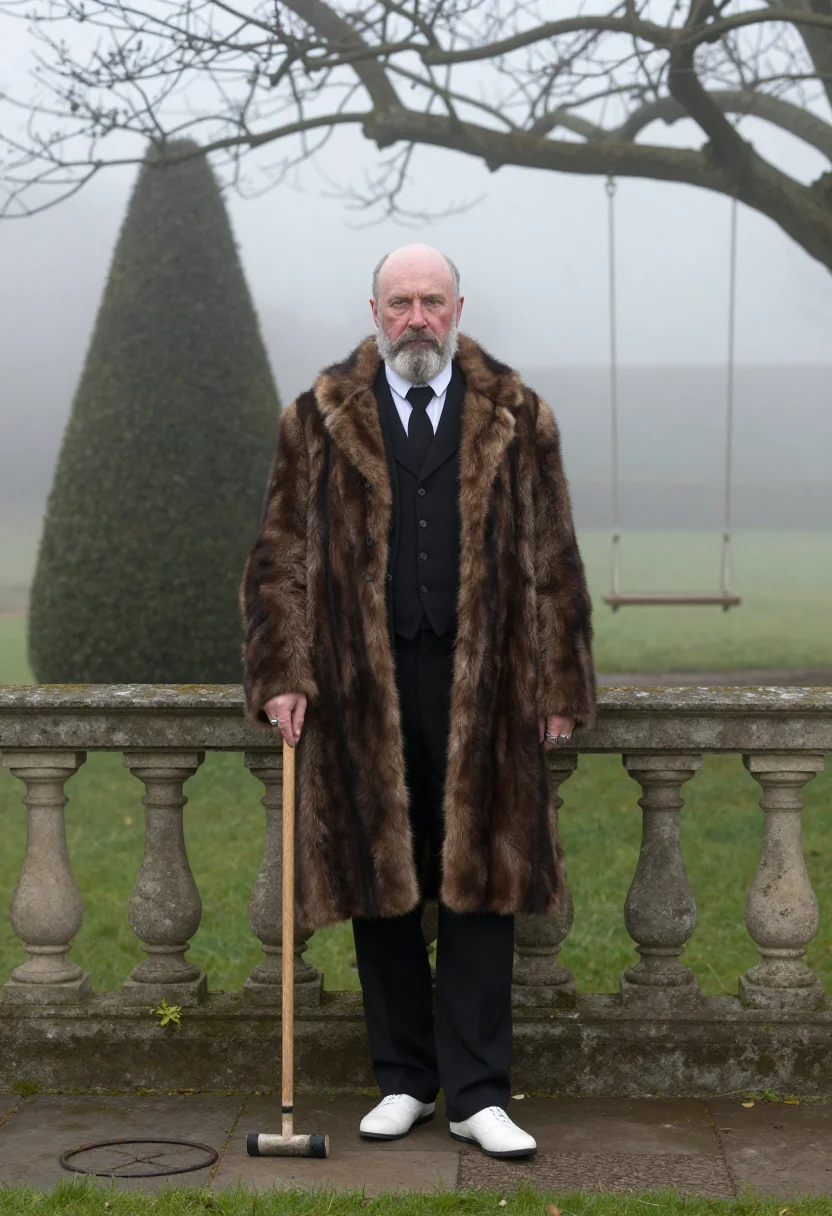 AI gorey drawing room sample — portrait of a man, three-quarter-length portrait of a tall W