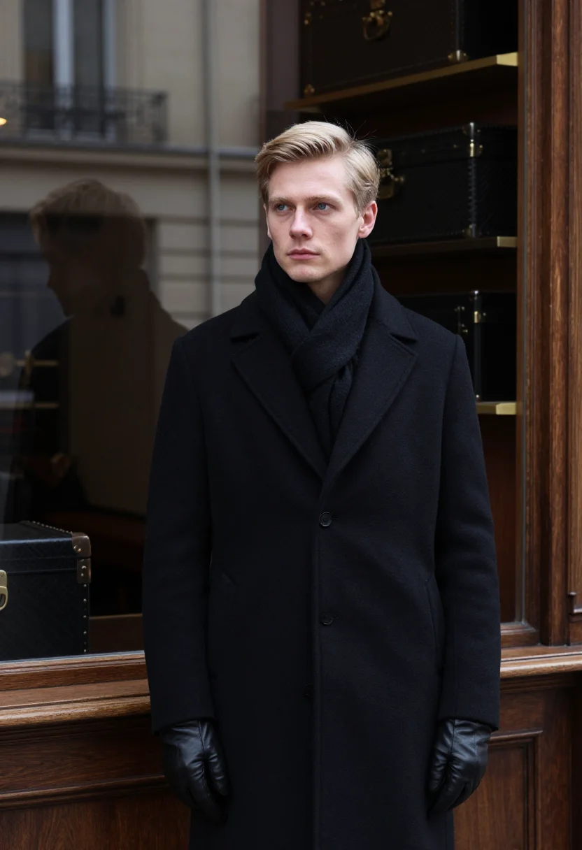 AI goyard rue saint honore chevron trunk black men sample — portrait of a man, a Dutch man in his late twenties with pal