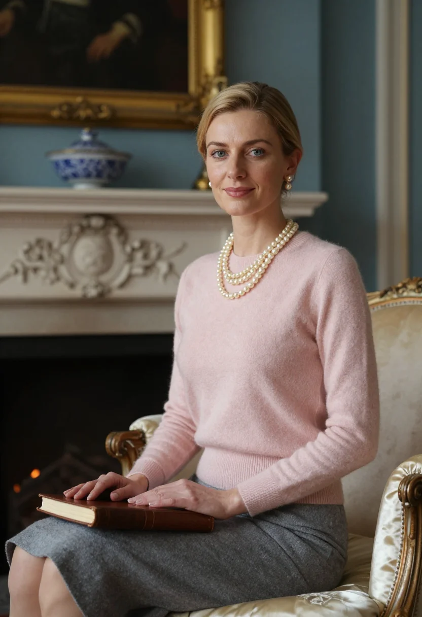 AI grace de monaco noel sample — portrait of a woman, close three-quarter portrait of a Weste