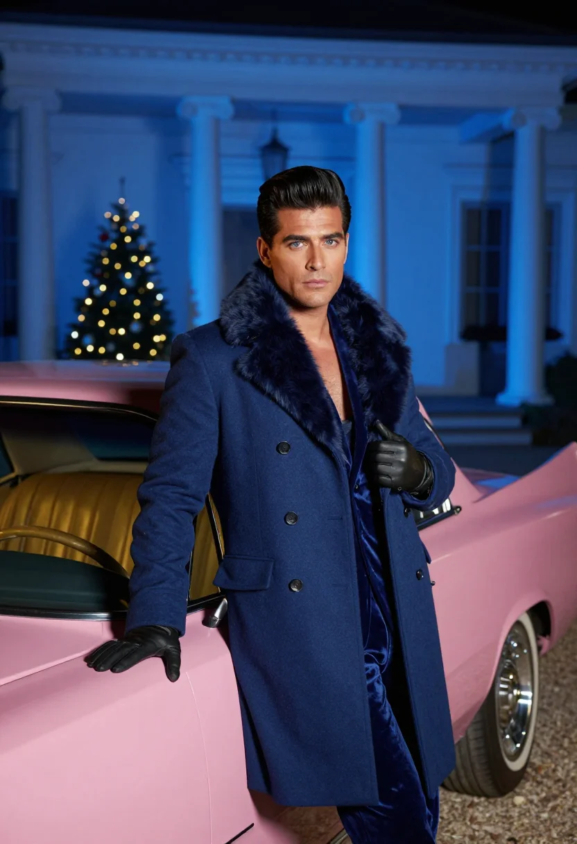 AI graceland christmas sample — portrait of a man, three-quarter-length portrait of a man of