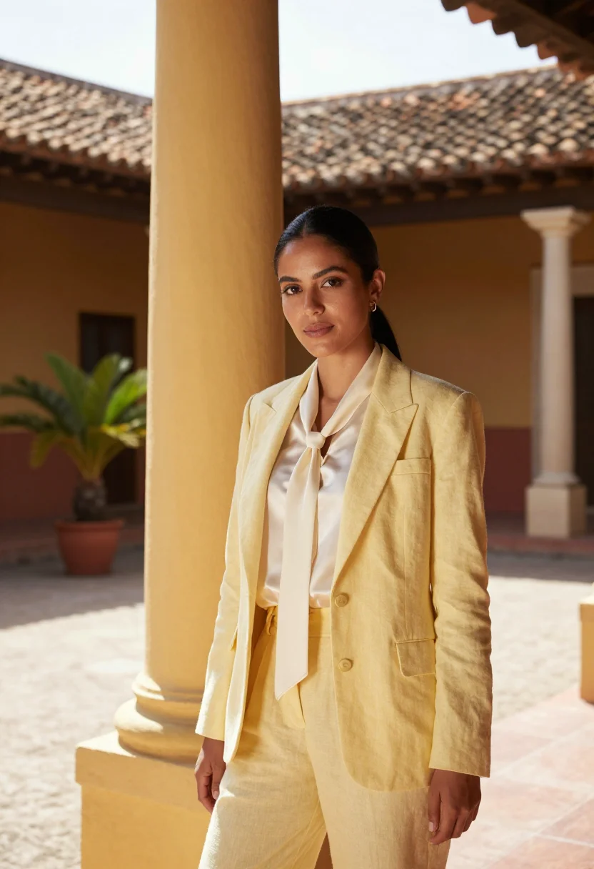 AI granada nicaragua hotelier yellow colonial sample — portrait of a woman, a Nicaraguan hotelier in her late twent