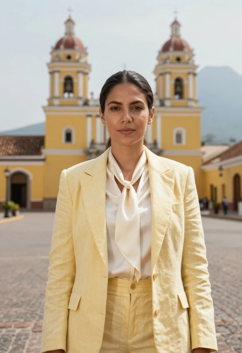 AI granada nicaragua hotelier yellow colonial sample — portrait of a woman, a Costa Rican hotelier in her mid-thirt