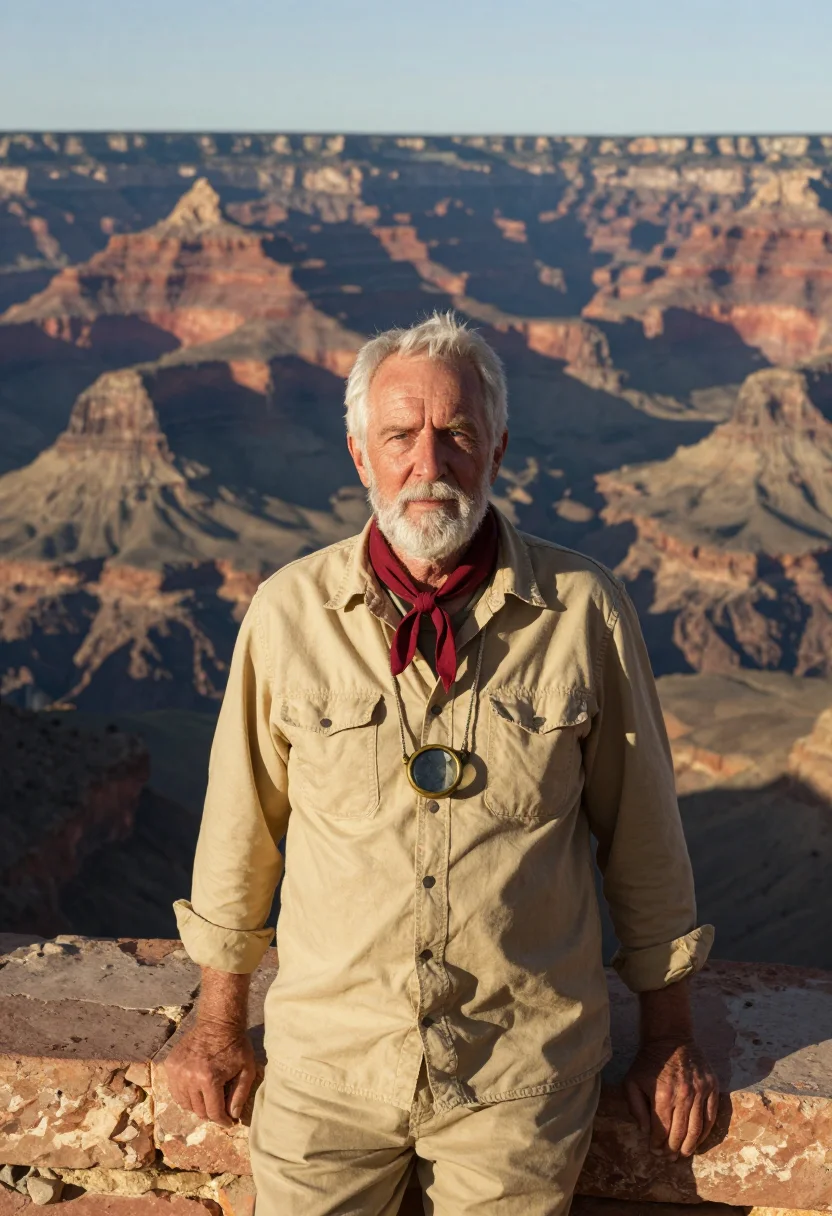 AI grand canyon geologist strata sample — portrait of a man, half-length portrait of a Western-Europea