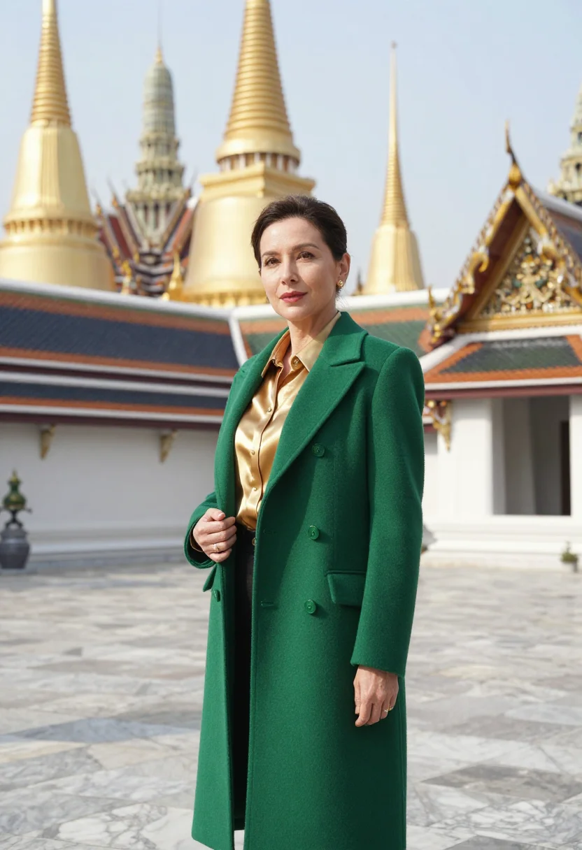 AI grand palace conservator gold jade sample — portrait of a woman, a conservator in her forties of Italian