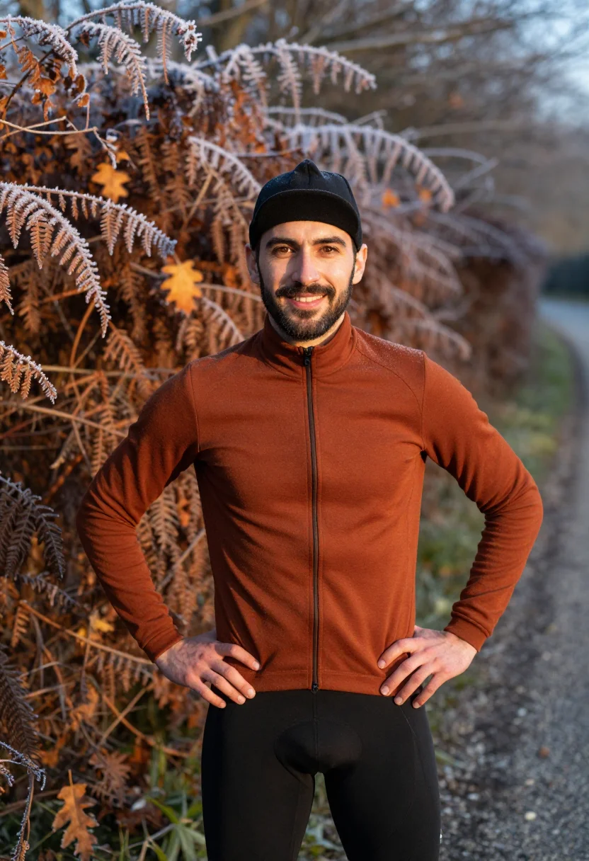 AI gravel bike frost rust sample — portrait of a man, framed half-length from the head to the h