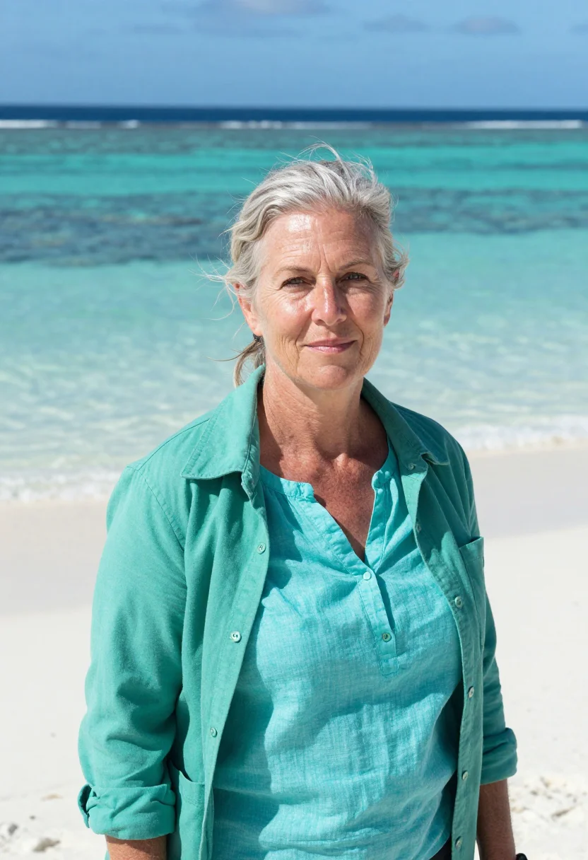AI great barrier reef marine biologist coral turquoise sample — portrait of a marine biologist, a woman of English descent i
