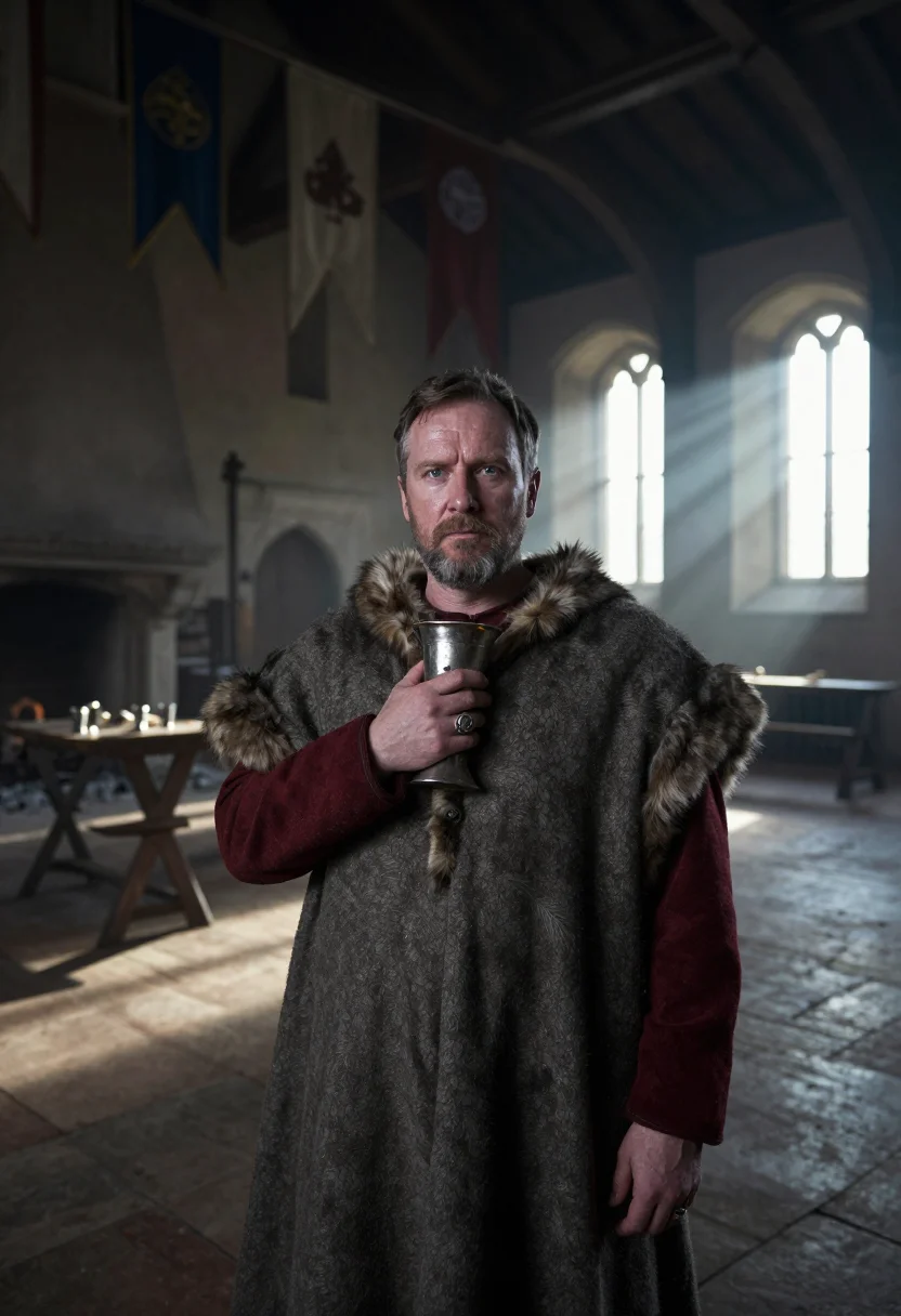 AI great hall sample — portrait of a man, chest-up portrait of a Western-European m