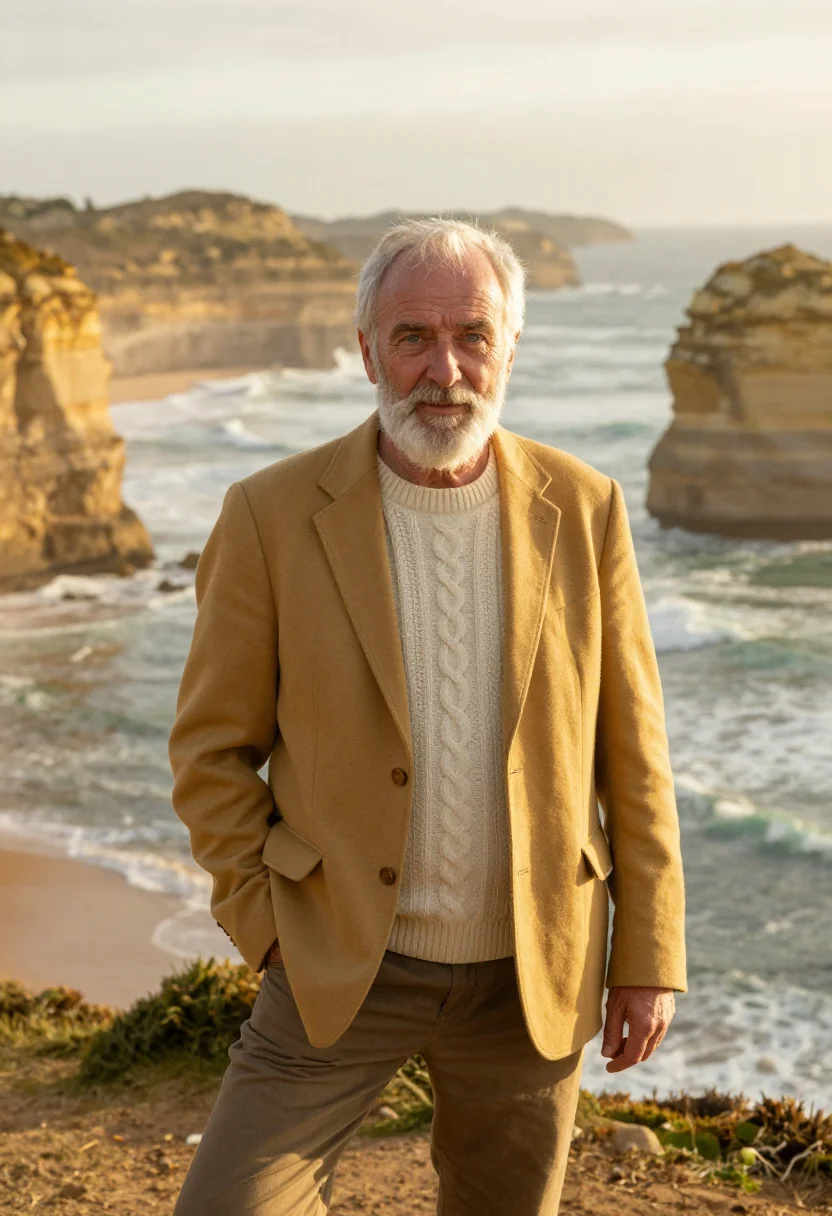 AI great ocean road geologist limestone gold sample — portrait of a geologist, a man of English descent in his ear