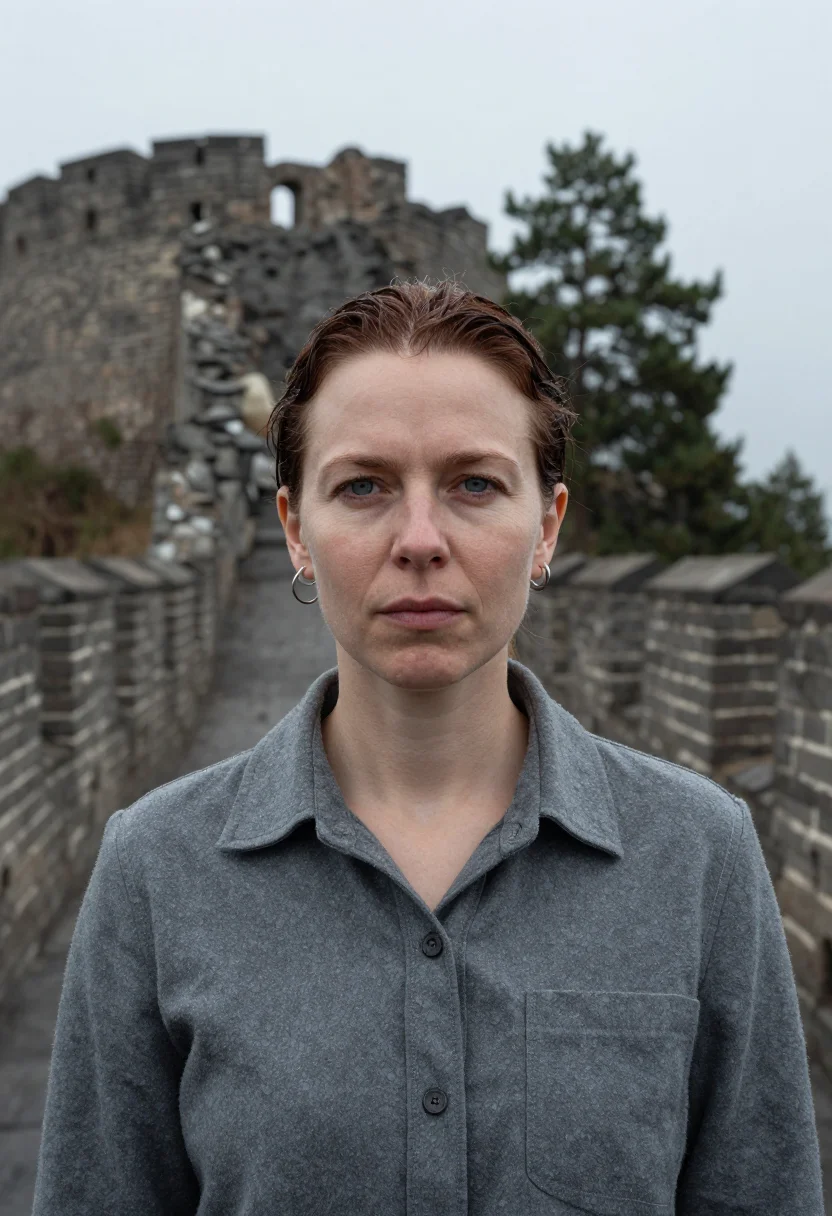 AI great wall sample — portrait of a woman, head-and-shoulders portrait of a Wester
