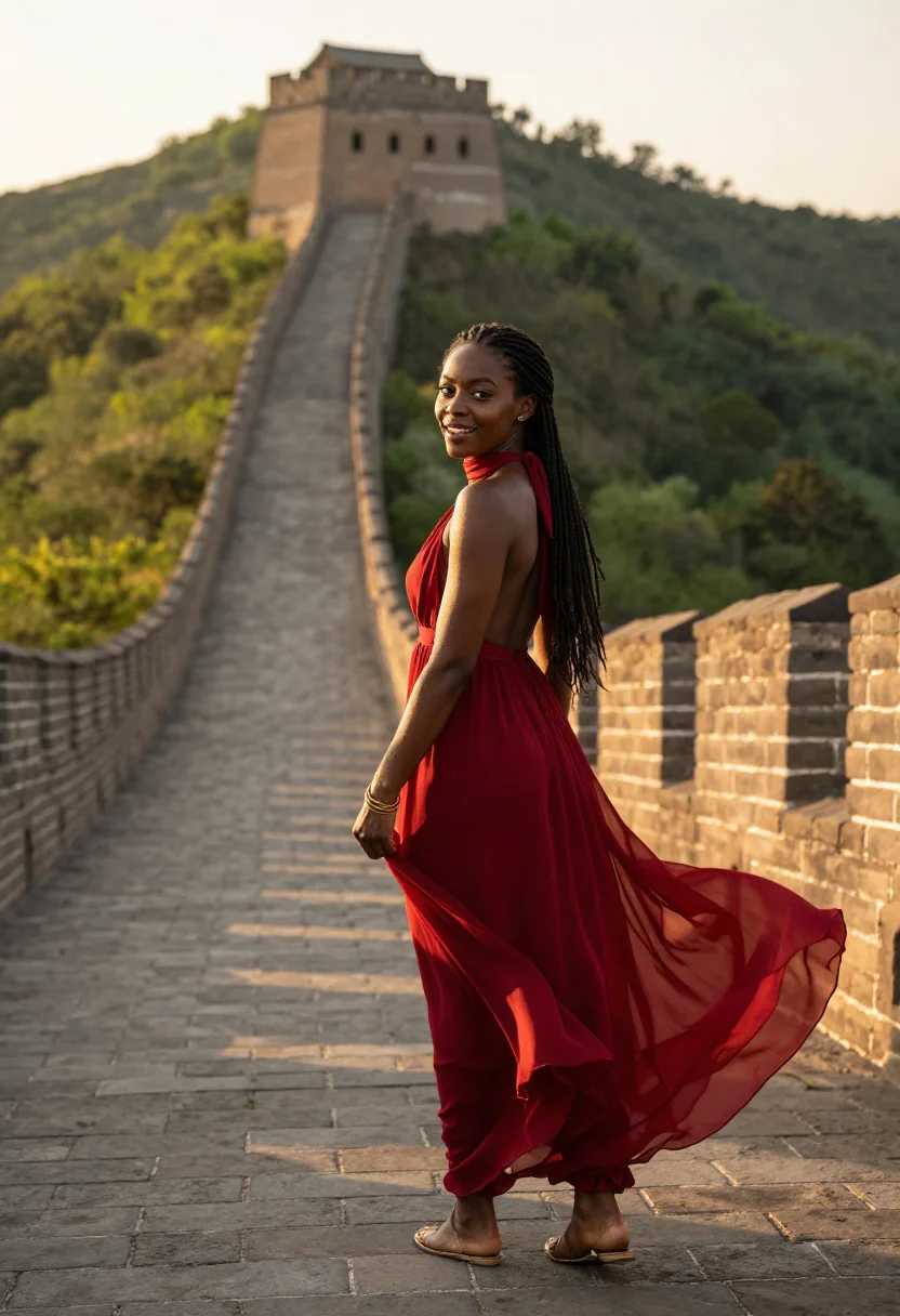 AI great wall sample — portrait of a woman, three-quarter-length portrait of a Blac