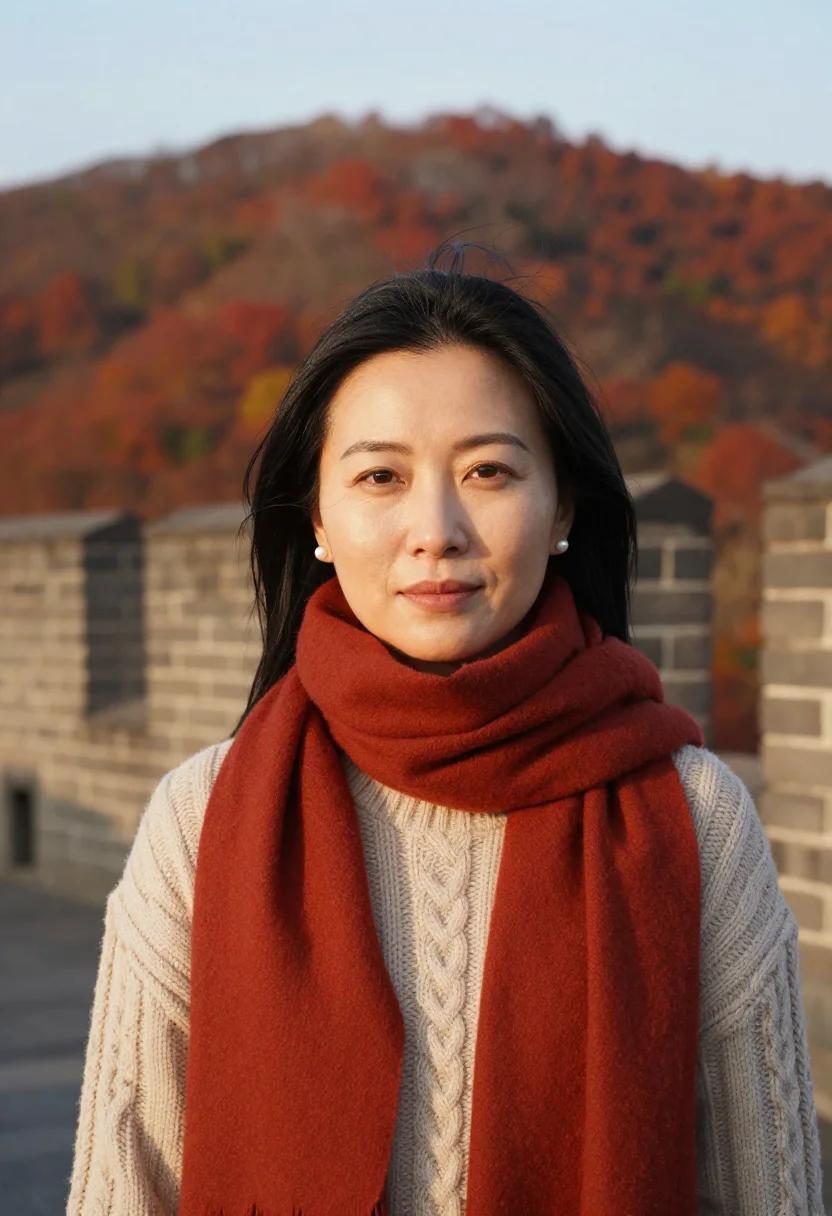 AI great wall sample — portrait of a woman, head-and-shoulders portrait of an East-