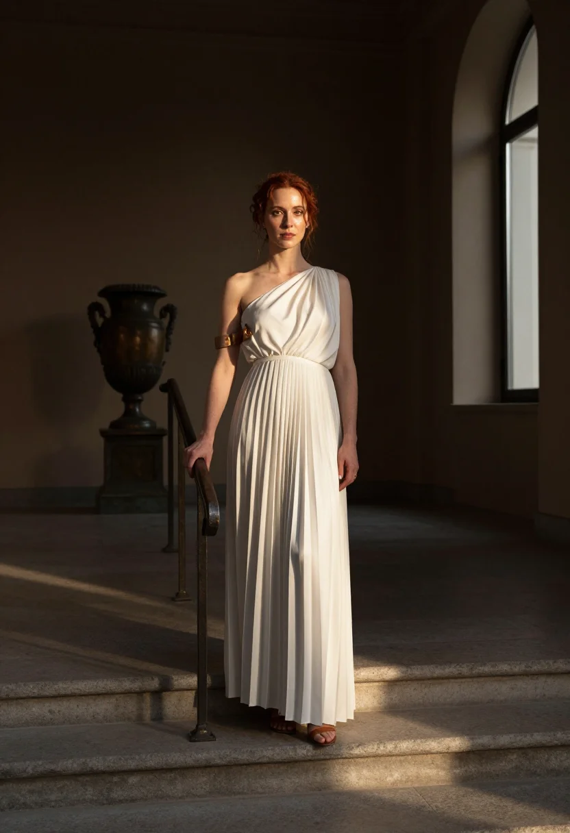 AI gres drape sample — portrait of a woman, full-length portrait of a Western-Europ