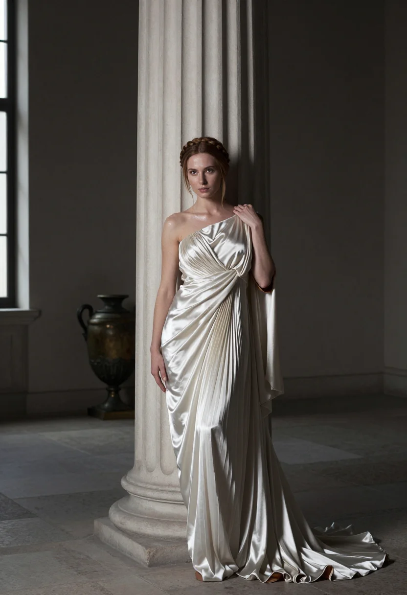 AI gres drape sample — portrait of a woman, full-length portrait of a Western-Europ