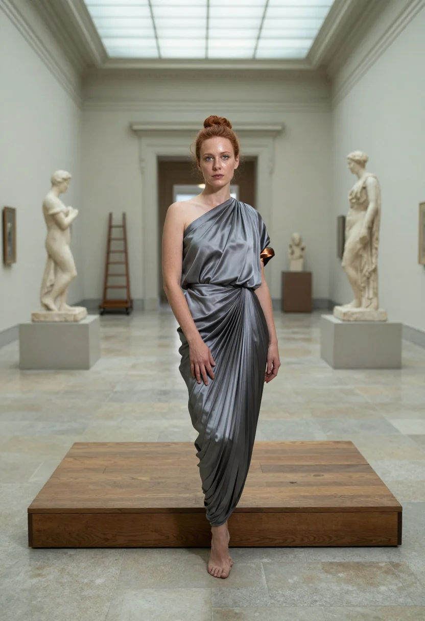 AI gres drape sample — portrait of a woman, full-length portrait of a Western-Europ
