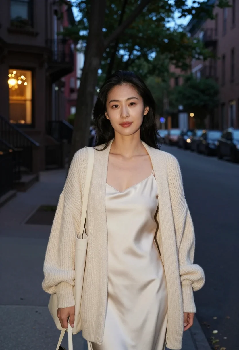 AI greta lee past lives east village cream sample — portrait of a woman, a Japanese-American woman in her early
