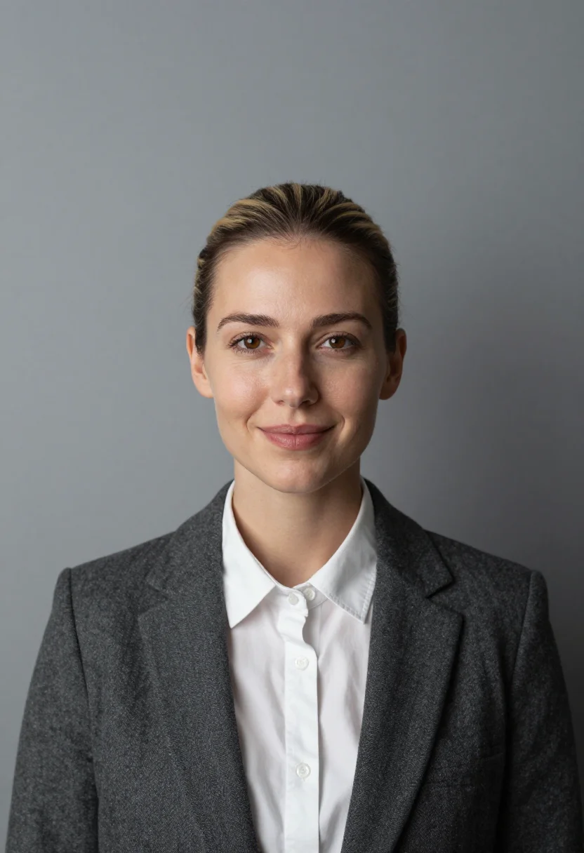 Example portrait from the AI Grey Seamless Headshot — Free Preview, Train Once
