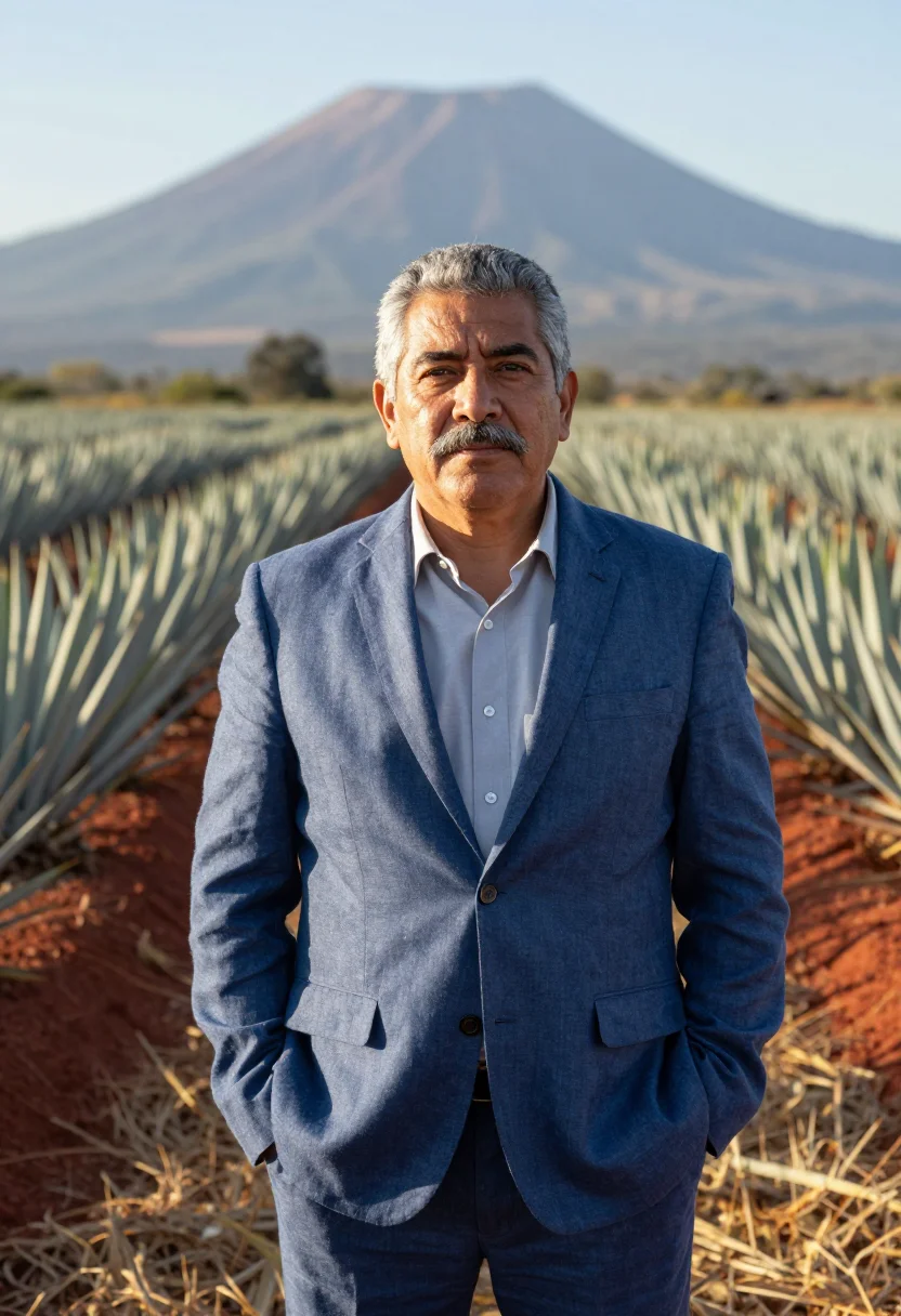 AI guadalajara tequila director agave blue sample — portrait of a man, a Mexican distillery director in his mid-