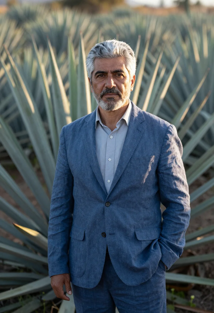 AI guadalajara tequila director agave blue sample — portrait of a man, a Spanish distillery director in his mid-