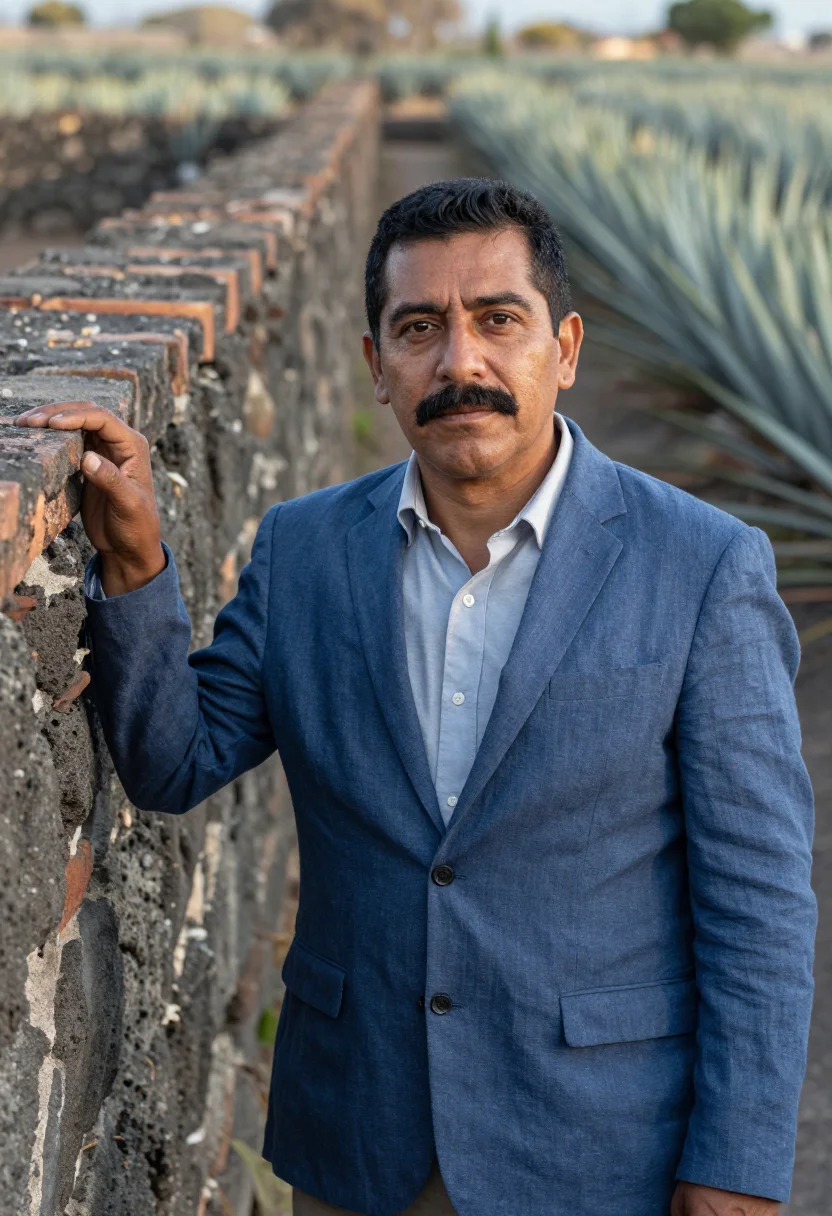 AI guadalajara tequila director agave blue sample — portrait of a man, a Mexican distillery director in his mid-