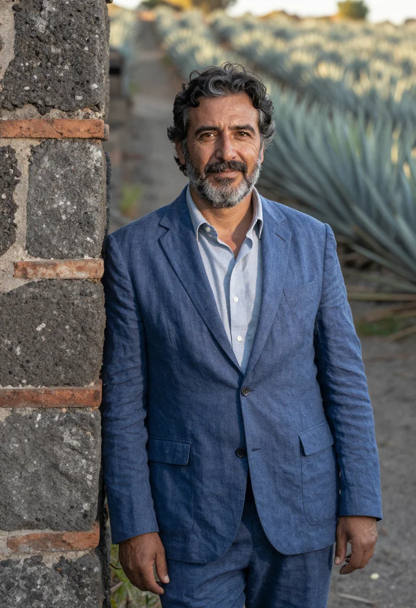AI guadalajara tequila director agave blue sample — portrait of a man, an Argentine distillery director in his e