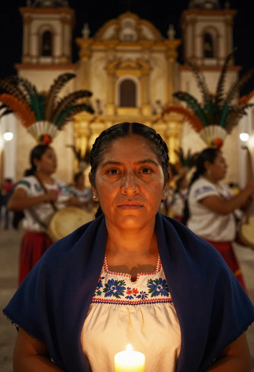 AI guadalupe sample — portrait of a woman, head-and-shoulders portrait of a Nahua