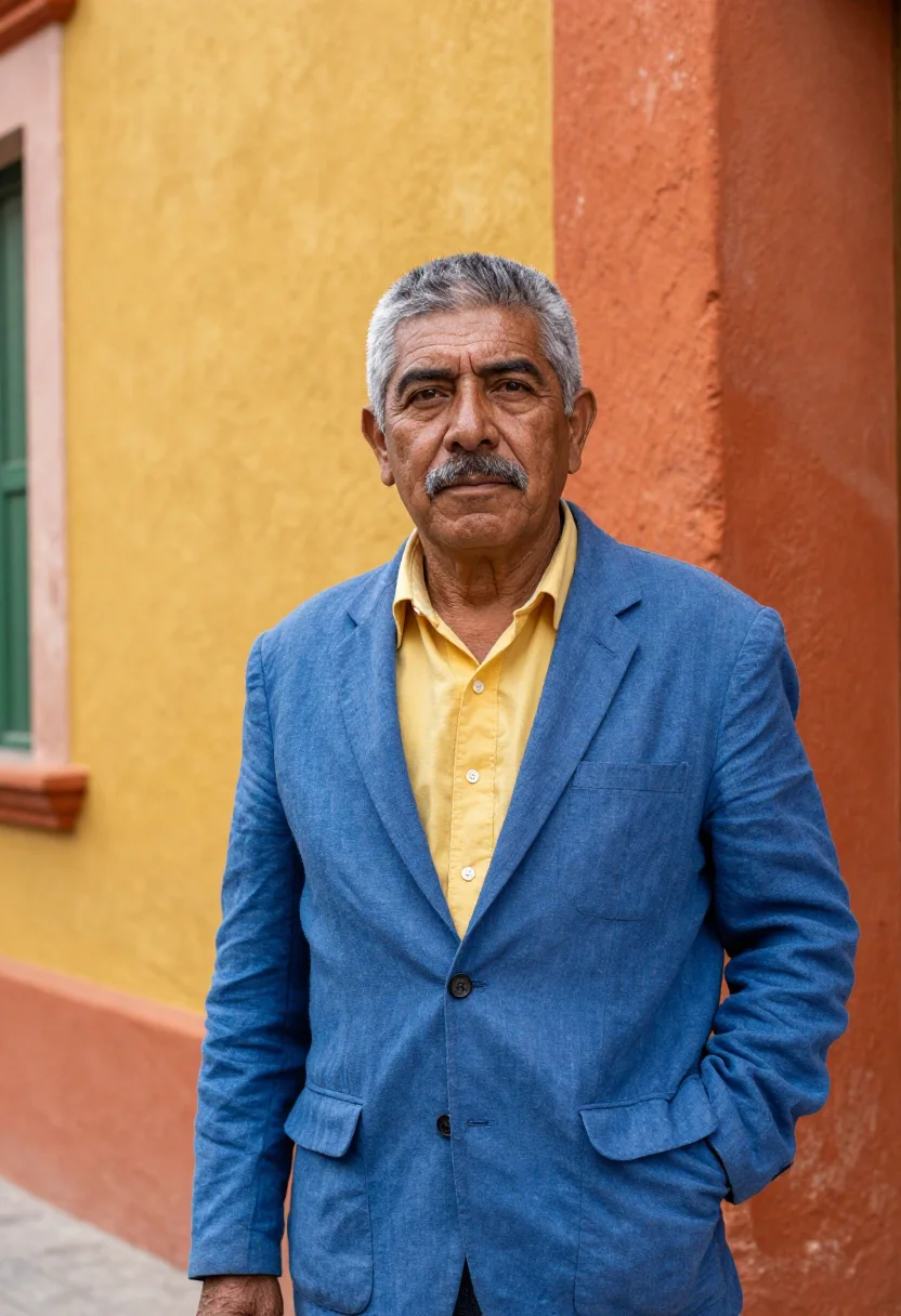 AI guanajuato engineer painted hillside palette sample — portrait of a man, a Mexican mining engineer in his mid-fift
