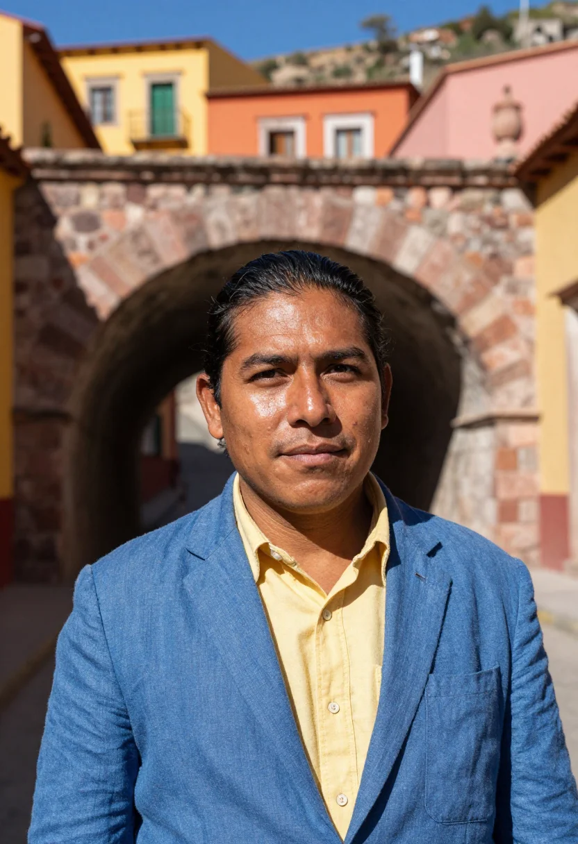 AI guanajuato engineer painted hillside palette sample — portrait of a man, a Mexican mining engineer in his early th