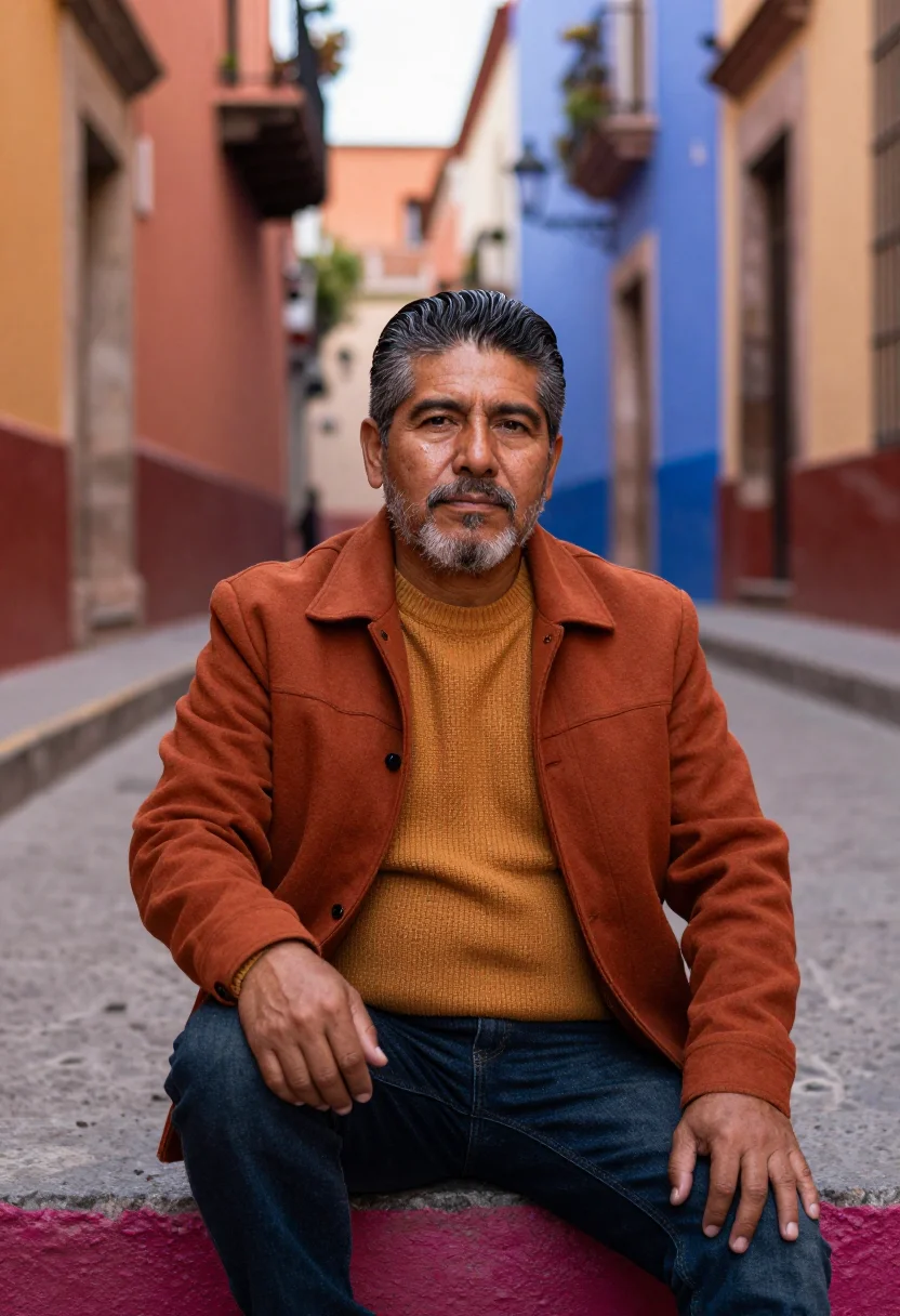 AI guanajuato palette sample — portrait of a man, framed three-quarter length from the head