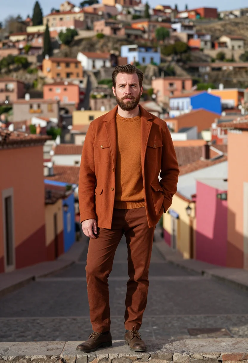 AI guanajuato palette sample — portrait of a man, framed full-length from the head to the s