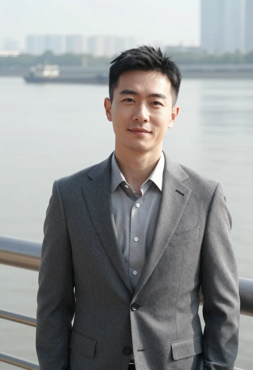 AI guangzhou trade executive pearl river silver sample — portrait of a man, a trade executive in his late thirties of