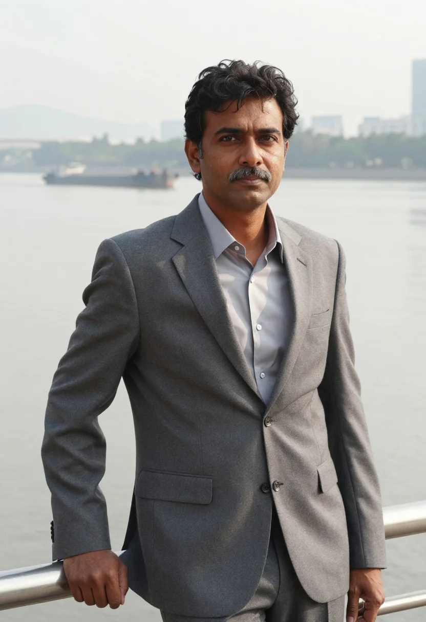 AI guangzhou trade executive pearl river silver sample — portrait of a man, a trade executive in his early fifties of