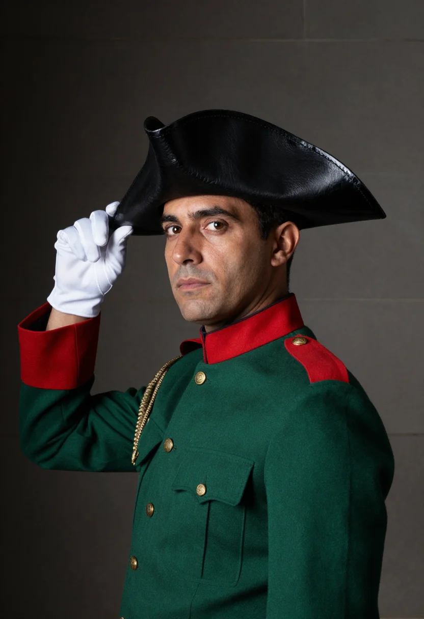 AI guardia civil tricornio sample — portrait of a man, head-and-shoulders portrait of a Spanish