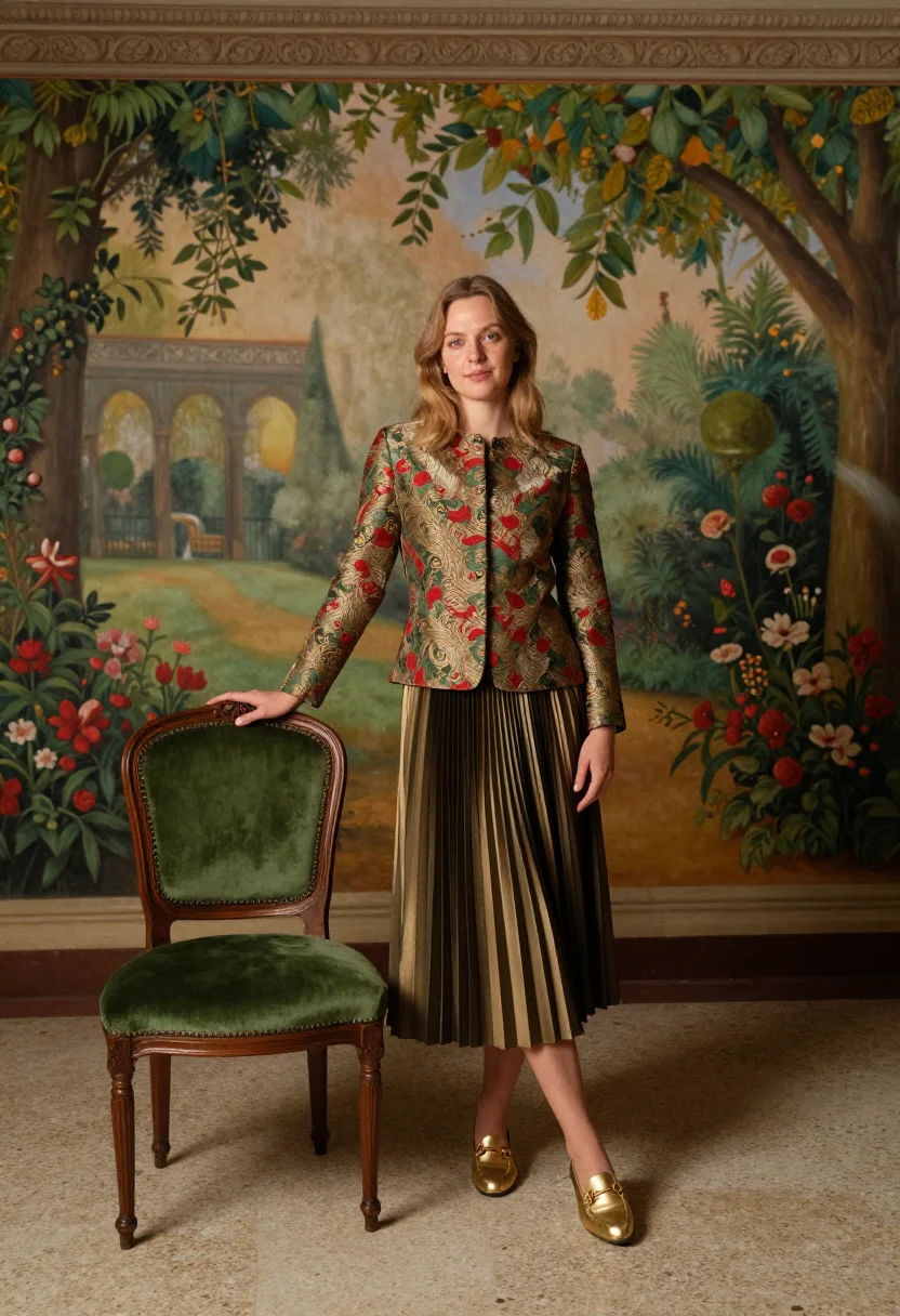 AI gucci firenze natale sample — portrait of a woman, full-length portrait of a Western-Europ