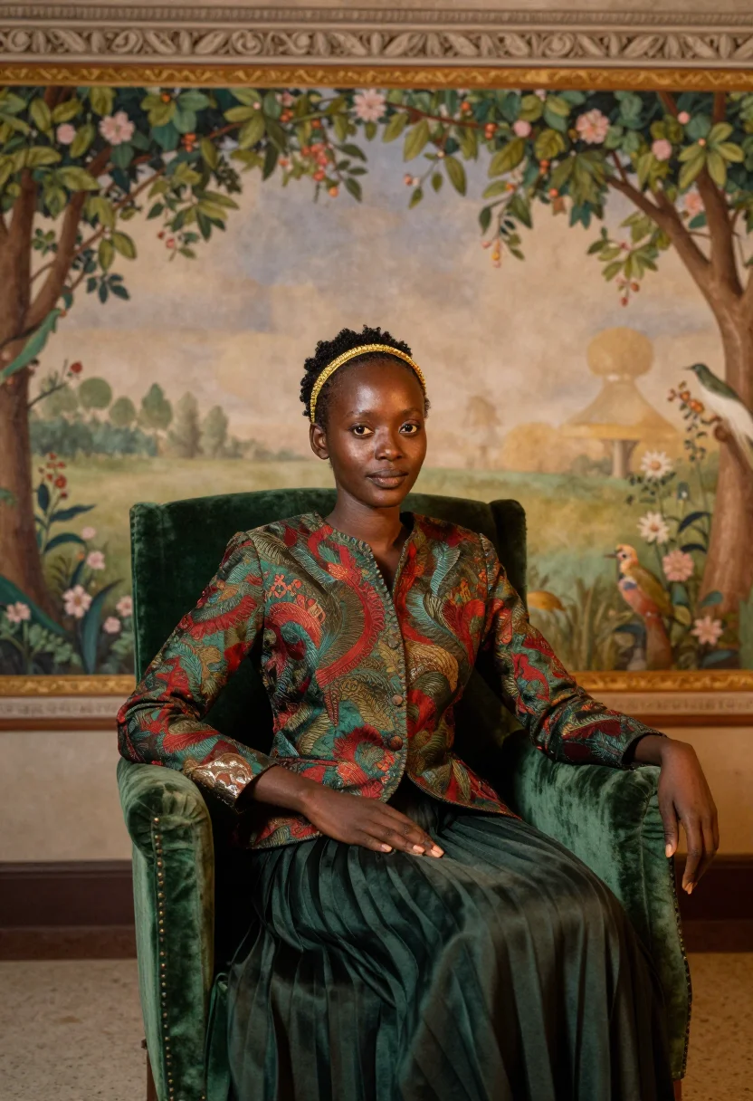AI gucci firenze natale sample — portrait of a woman, half-length portrait of a woman of Ethi