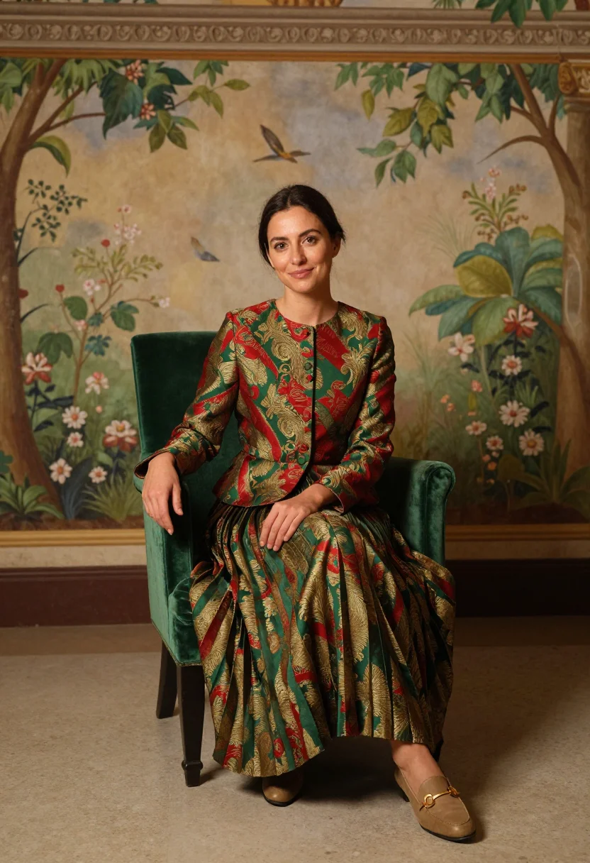 AI gucci firenze natale sample — portrait of a woman, three-quarter-length portrait of an Ita